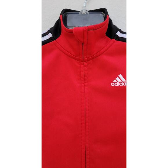 Boys Adidas Track Jacket Size 7 Red Black White High Neck Zip Up Mock Neck - Picture 6 of 7